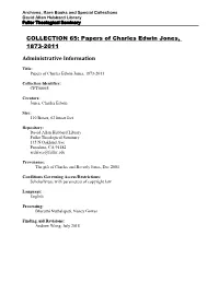 Finding Aid for Charles Jones Collection