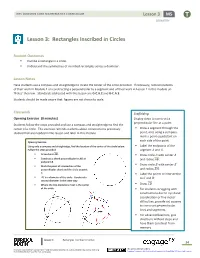 Lesson 3: Rectangles Inscribed in Circles