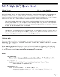 MLA Style (6 ) Quick Guide