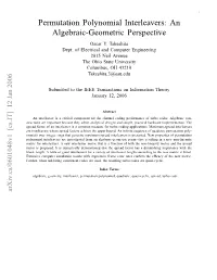 Permutation Polynomial Interleavers