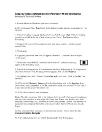 Step-By-Step Instructions for Microsoft Word Workshop Business & Technical Writing