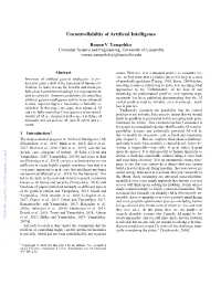 Uncontrollability of Artificial Intelligence