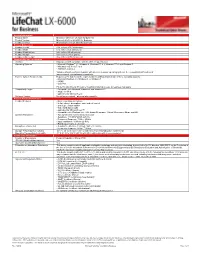 Version Information Product Name Microsoft® Lifechat® LX-6000 For