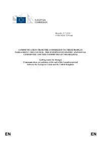 Communication on Readiness at the End of the Transition Period Between the European Union and the United Kingdom
