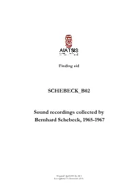 Guide to Sound Recordings Collected by Bernhard Schebeck, 1965-1967