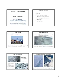 Lecture Ice in the Ocean Ice Ages and Sea Level History