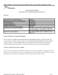 Record of Site Condition # 216554