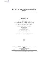 Report of the National Reading Panel Hearing