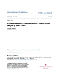 The Rational Basis of Contracts and Related Problems in Legal Analysis, by Merton Ferson