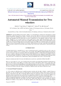 Automated Manual Transmission for Two Wheelers