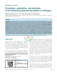 Formulation, Optimization, and Evaluation of Self-Emulsifying Drug Delivery Systems of Nevirapine