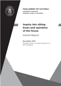 Interim Report Sitting Hours and Operation of the House