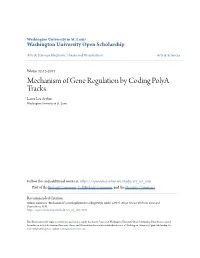 Mechanism of Gene Regulation by Coding Polya Tracks Laura Lea Arthur Washington University in St