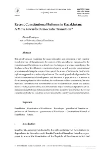 Recent Constitutional Reforms in Kazakhstan: a Move Towards Democratic Transition?