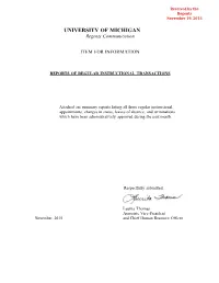 Reports of Regular Instructional Transactions