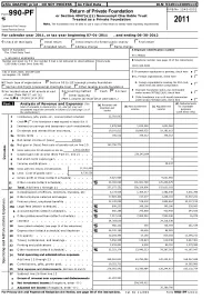 Return of Private Foundation OMB No 1545-0052 Form 990 -PF Or Section 4947( A)(1) Nonexempt Charitable Trust ` Treated As a Private Foundation 2011 Note