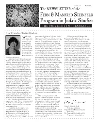 The Newsletter of the Fern & Manfred Steinfeld Program in Judaic Studies the UNIVERSITY of TENNESSEE