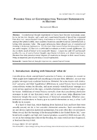 1. Introduction: Dealing with Historical 'What Ifs'
