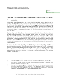 Beware: Legal Privilege Rules Differ Between the U.S. and the Eu