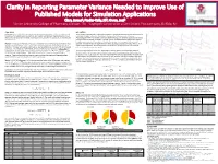 Clarity in Reporting Parameter Variance Needed to Improve Use Of