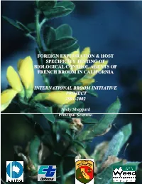 Foreign Exploration and Host Specificity Testing of Biological