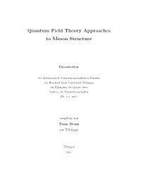 Quantum Field Theory Approaches to Meson Structure