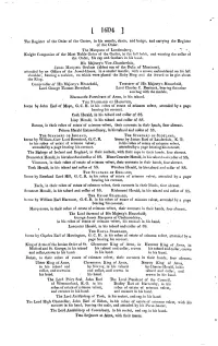 The Register of the Order of the Garter, in His Mantle, Chain, and Badge, and Carrying the Register of the Order