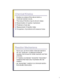 Chemical Kinetics Reaction Mechanisms