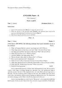 ENGLISH, Paper – II (Third Language) Parts a and B Time: 2 ½ Hours] [Maximum Marks: 50