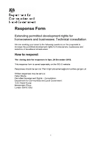 Extending Permitted Development Rights for Homeowners and Businesses: Technical Consultation