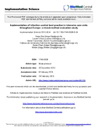 Implementation of Infection Control Best Practice in Intensive Care Units Throughout Europe: a Mixed-Method Evaluation Study