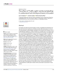 Nutritional Labelling in Carbonated Soft Drink Purchases in Ecuador