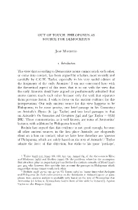 OUT of TOUCH: PHILOPONUS AS SOURCE for DEMOCRITUS Jaap