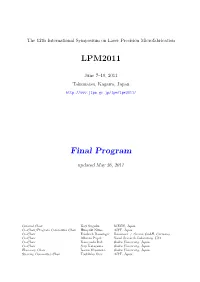 Program and Technical Digest of LPM2011