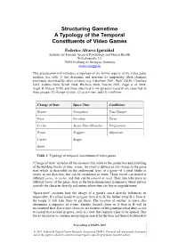 Structuring Gametime a Typology of the Temporal Constituents of Video Games