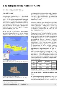 The Origin of the Name of Gozo.Pdf
