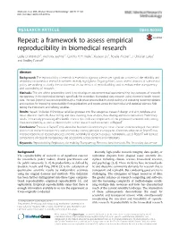 A Framework to Assess Empirical Reproducibility in Biomedical Research Leslie D