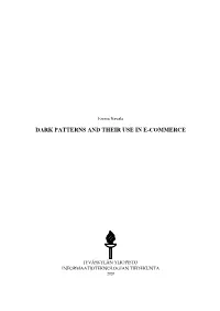 Dark Patterns and Their Use in E-Commerce