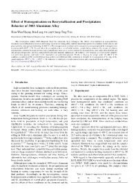 Effect of Homogenization on Recrystallization and Precipitation