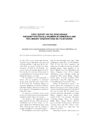 First Report on the Rose-Ringed Parakeet(Psittacula Krameri) in Venezuela and Preliminary Observations on Its Behavior