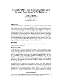 Gaming Amazon Echo Through John Cayley's the Listeners