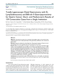 Totally Laparoscopic Distal Gastrectomy with D2