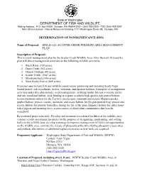 DEPARTMENT of FISH and WILDLIFE Mailing Address: P.O