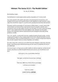 Hitman: the Series V1.0 – the Reddit Edition