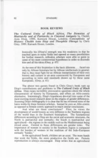The Cultural Unity of Black Africa, the Domains of Matriarchy and Of