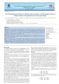 The Developmental Status of Abadan, Khorramshahr and Shadegan Terms of Health Indices Using Numerical Taxonomy Model