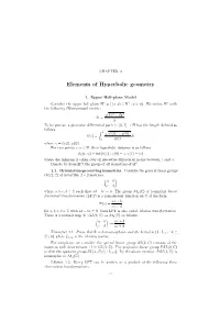 Elements of Hyperbolic Geometry