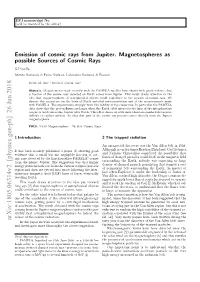 Emission of Cosmic Rays from Jupiter. Magnetospheres As Possible Sources of Cosmic Rays