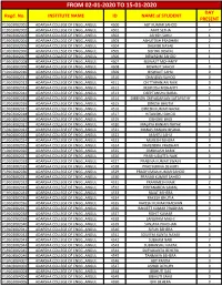 FROM 02-01-2020 to 15-01-2020 DAY Regd
