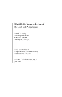 HIV/AIDS in Kenya: a Review of Research and Policy Issues